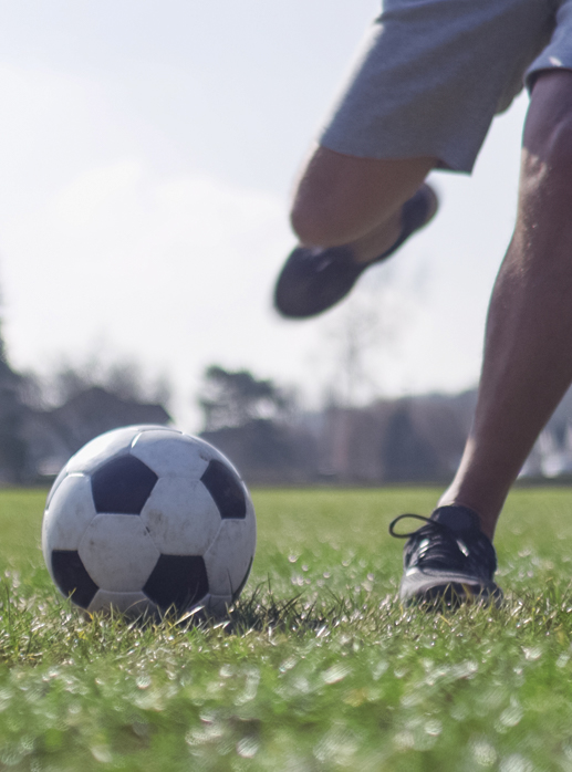 Outdoor Recovery: kicking soccer ball